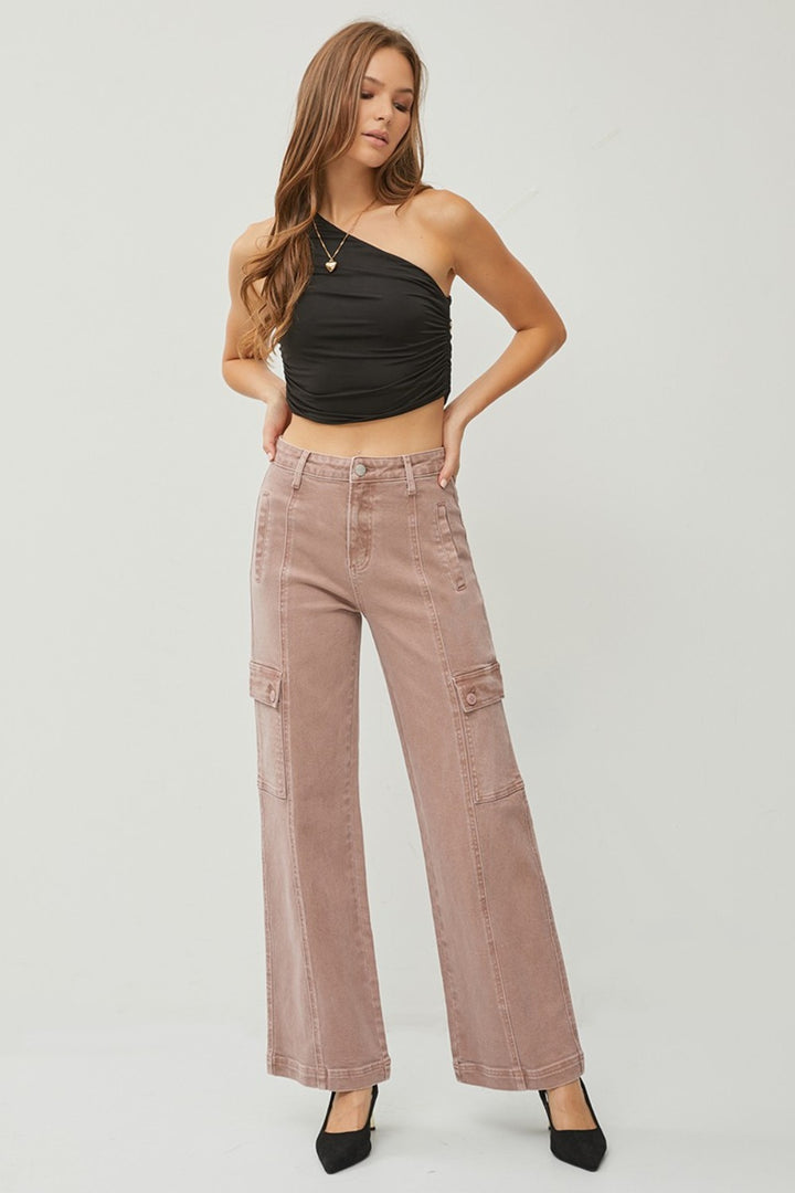 RISEN Sunset High Rise Wide Leg Cargo Jeans