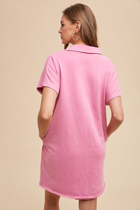 Annie Wear Mineral Washed Dress In Fuchsia