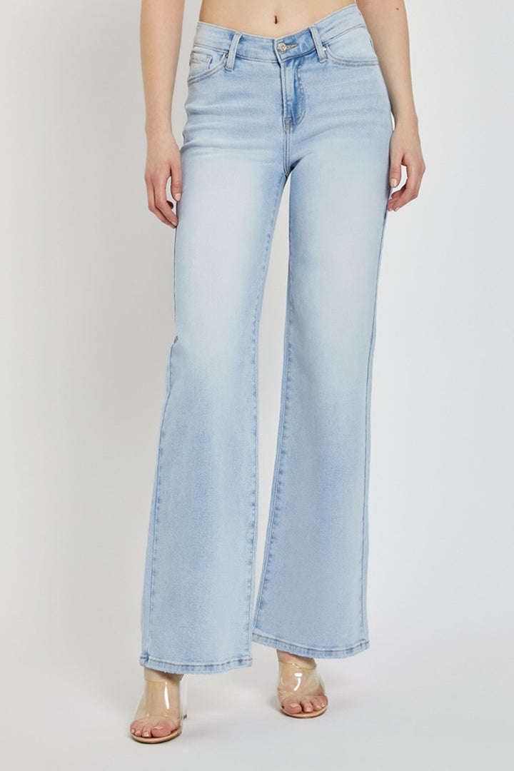 RISEN Whitney Wide Leg V Dipped Front Waist Jeans
