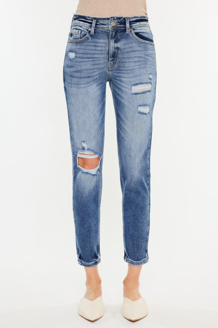Kancan Ava High Rise Distressed Mom Jeans
