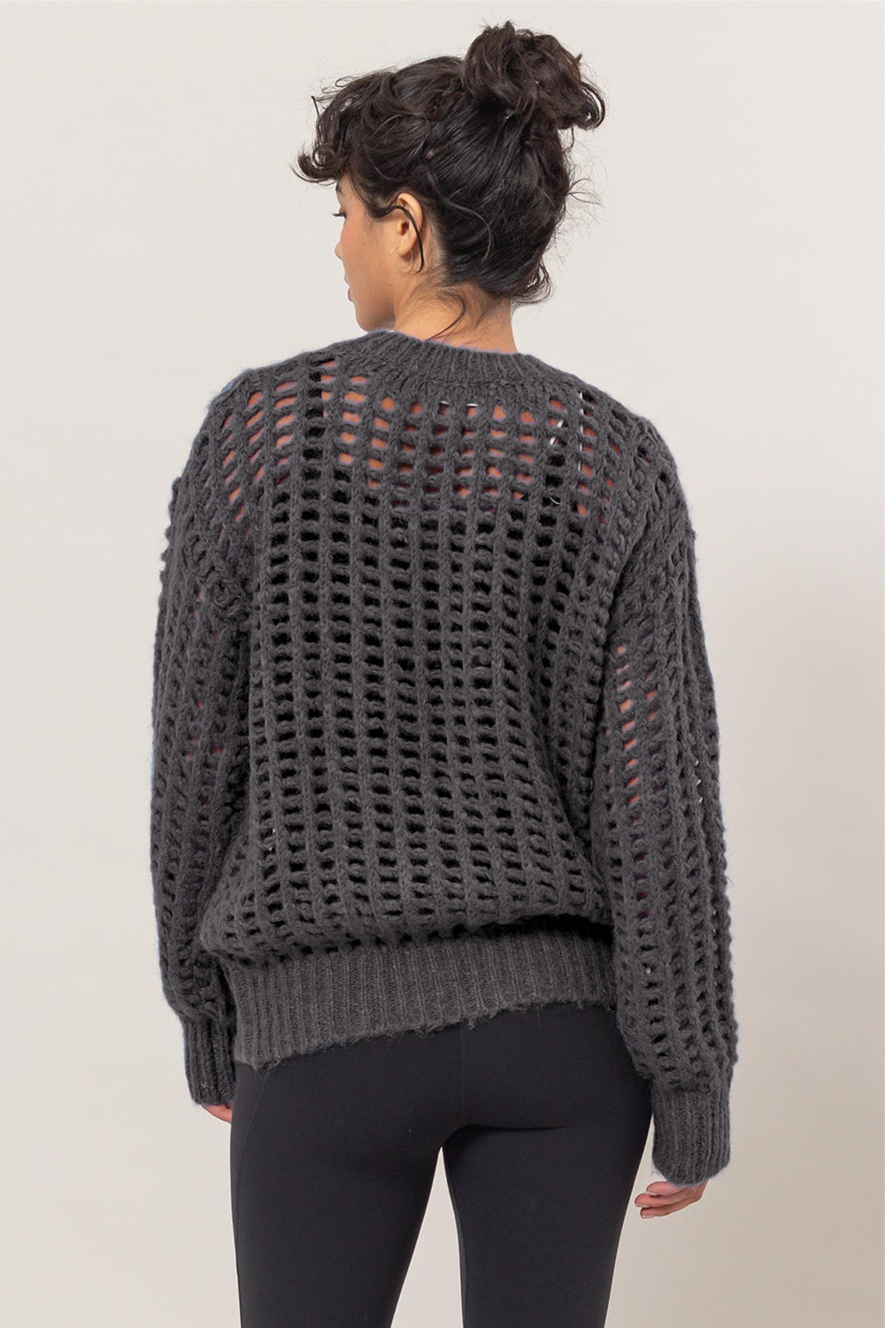 HYFVE Openwork Knit Cover Up In Charcoal