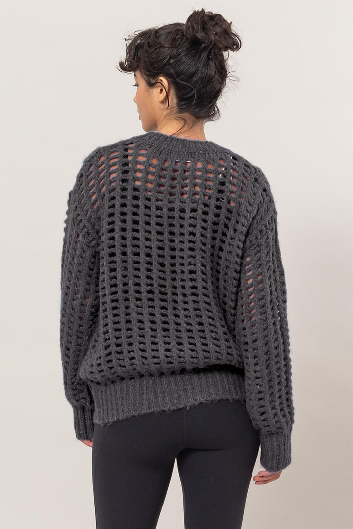 HYFVE Openwork Knit Cover Up In Charcoal