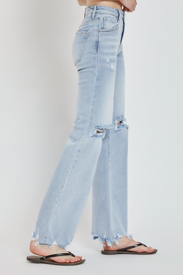 RISEN Carlett High Rise Distressed Wide Leg Jeans