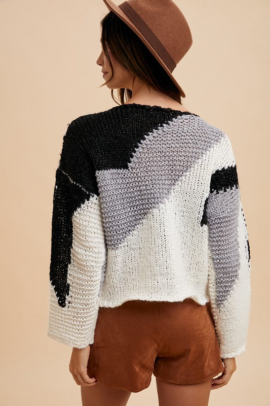 Annie Wear Color Block Sweater In Black Combo