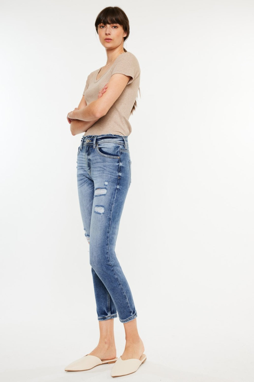 Kancan Ava High Rise Distressed Mom Jeans