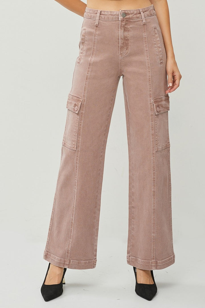 RISEN Sunset High Rise Wide Leg Cargo Jeans