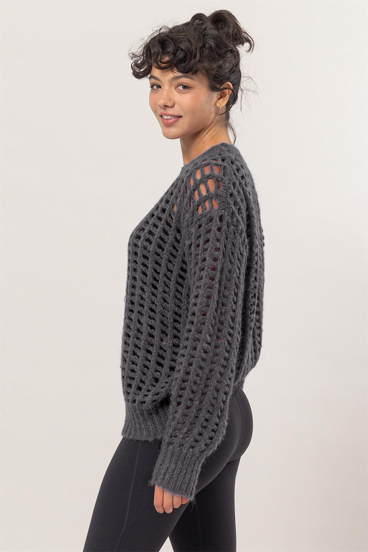 HYFVE Openwork Knit Cover Up In Charcoal