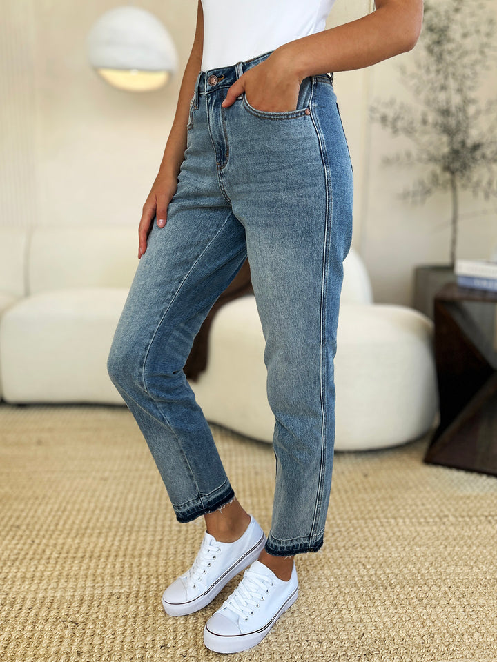 Judy Blue Keri Mid Rise Rigid Magic Release Hem Jeans