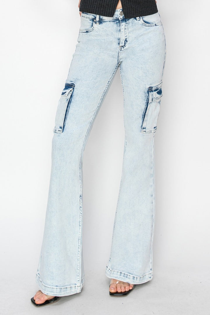 RISEN Chloe High Rise Cargo Flare Jeans
