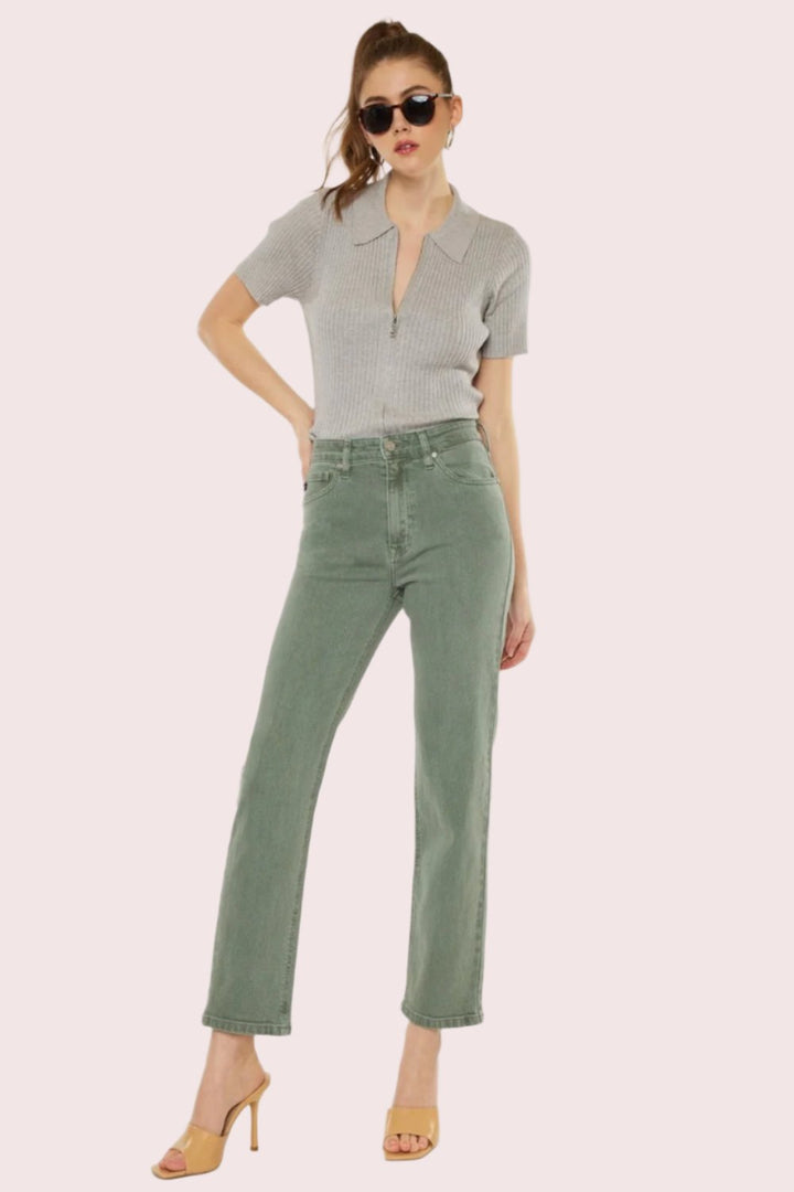 Kancan Olive Ultra High Rise Straight Jeans