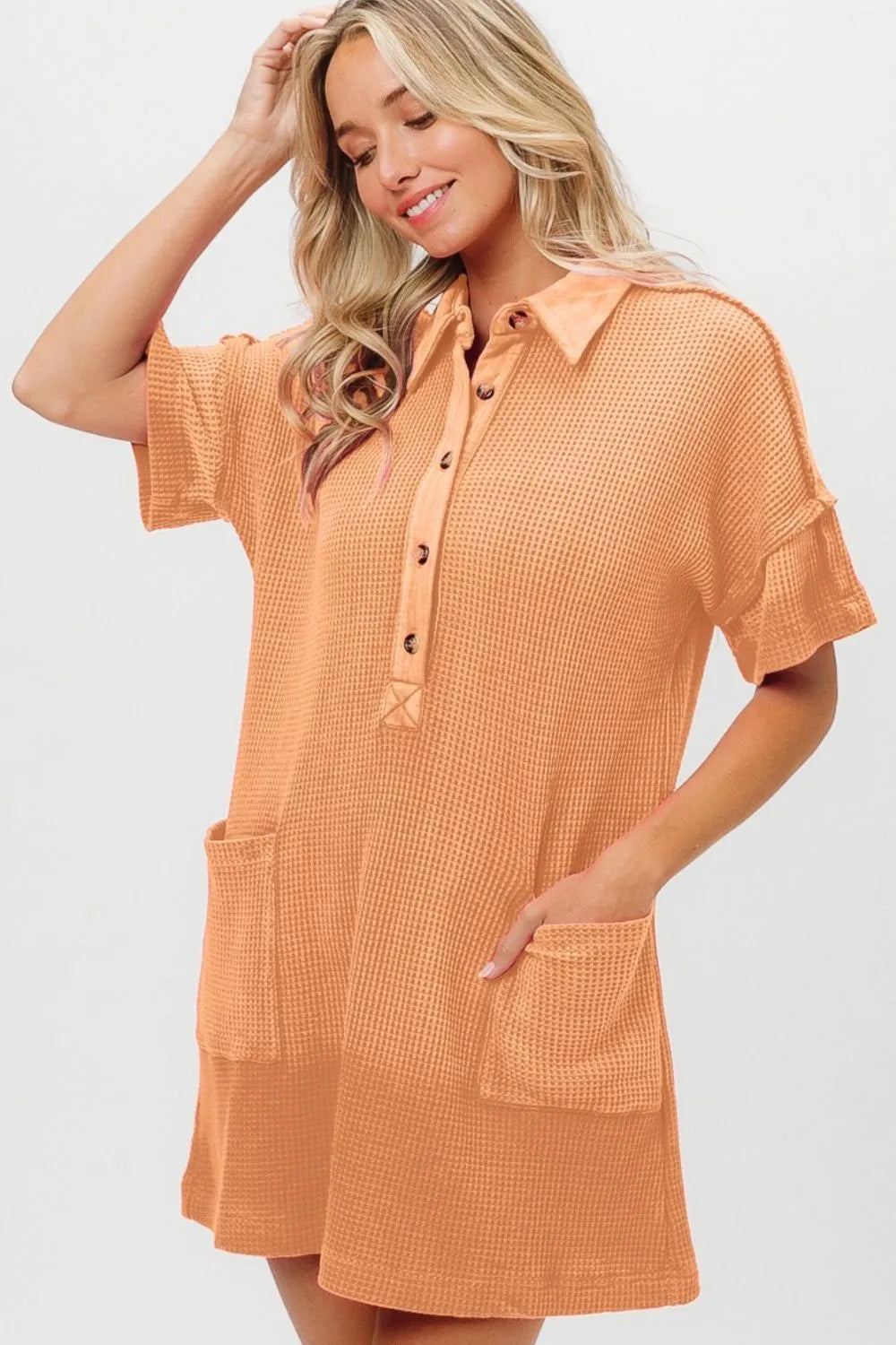BiBi Dip Dye Mineral Washed Knit Dress In Apricot – AddiBray