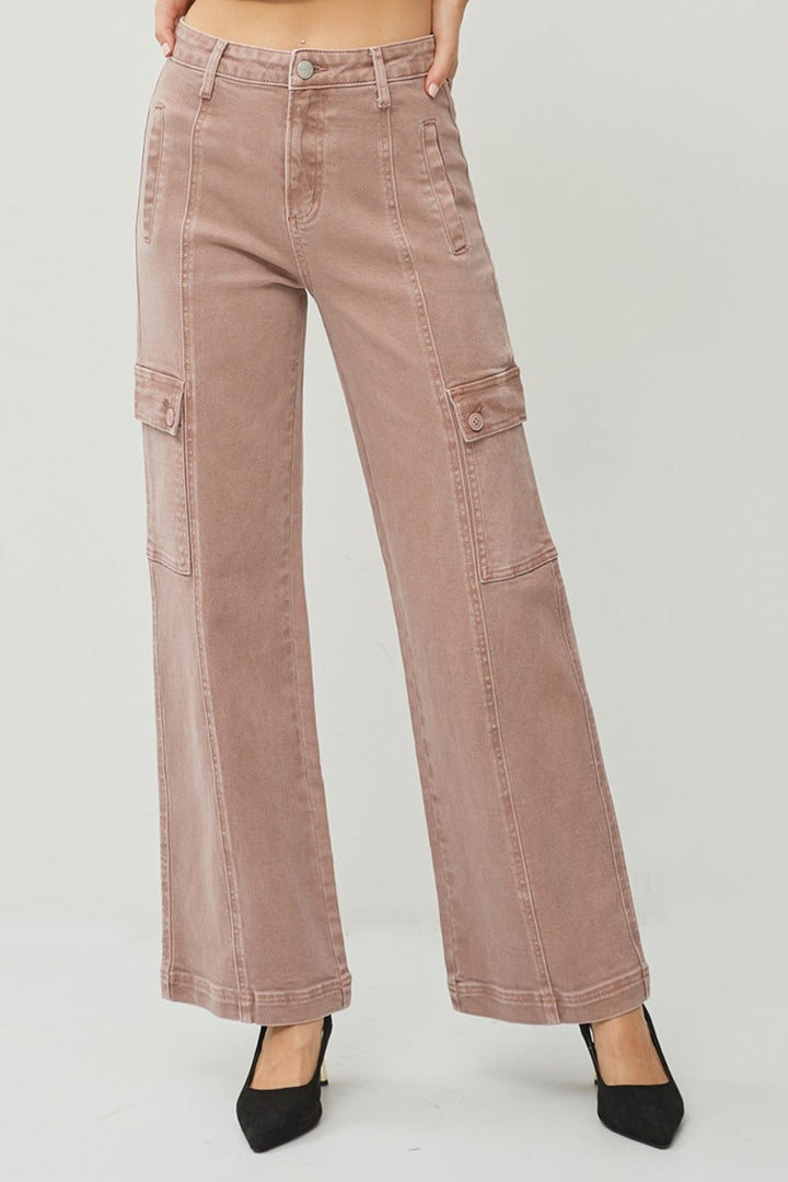 RISEN Sunset High Rise Wide Leg Cargo Jeans