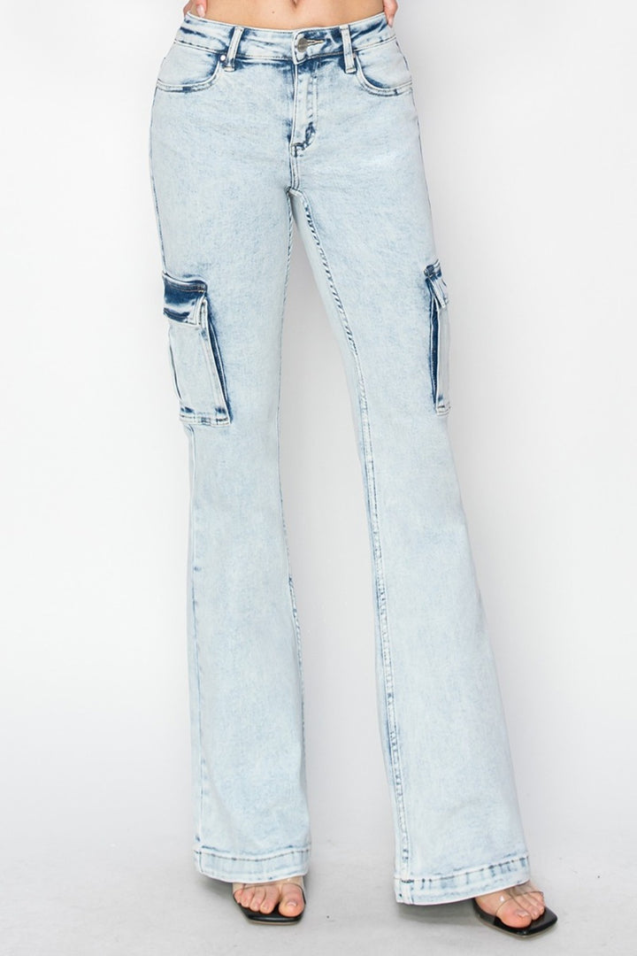 RISEN Chloe High Rise Cargo Flare Jeans