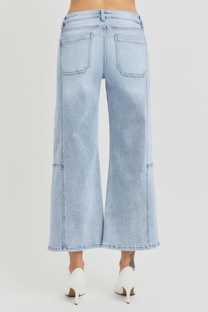 RISEN Laine High Rise Seamed Detail Wide Leg Crop Jeans