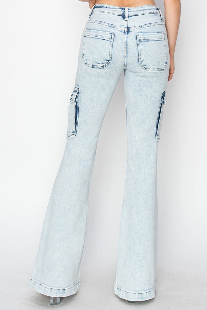 RISEN Chloe High Rise Cargo Flare Jeans