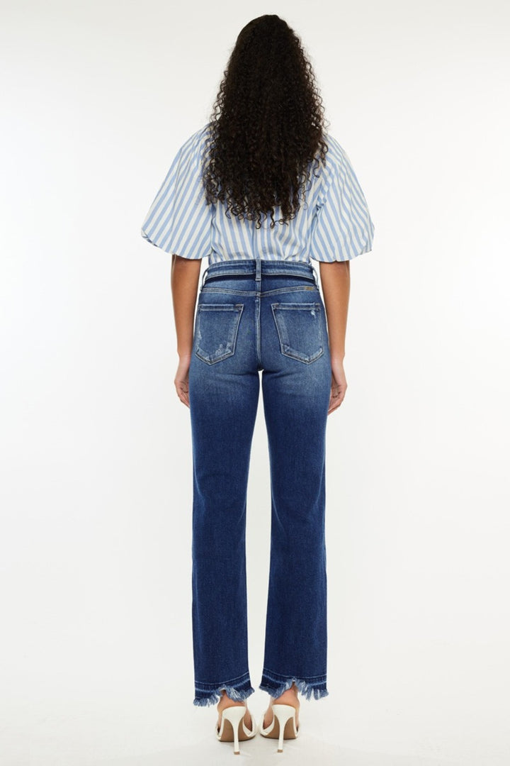 Kancan Carly High Rise Distressed Slim Straight Jeans