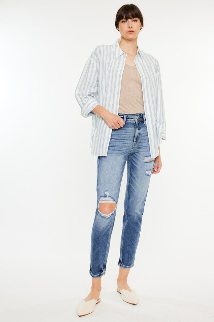 Kancan Ava High Rise Distressed Mom Jeans