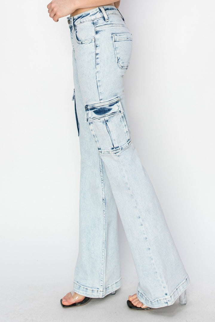 RISEN Chloe High Rise Cargo Flare Jeans