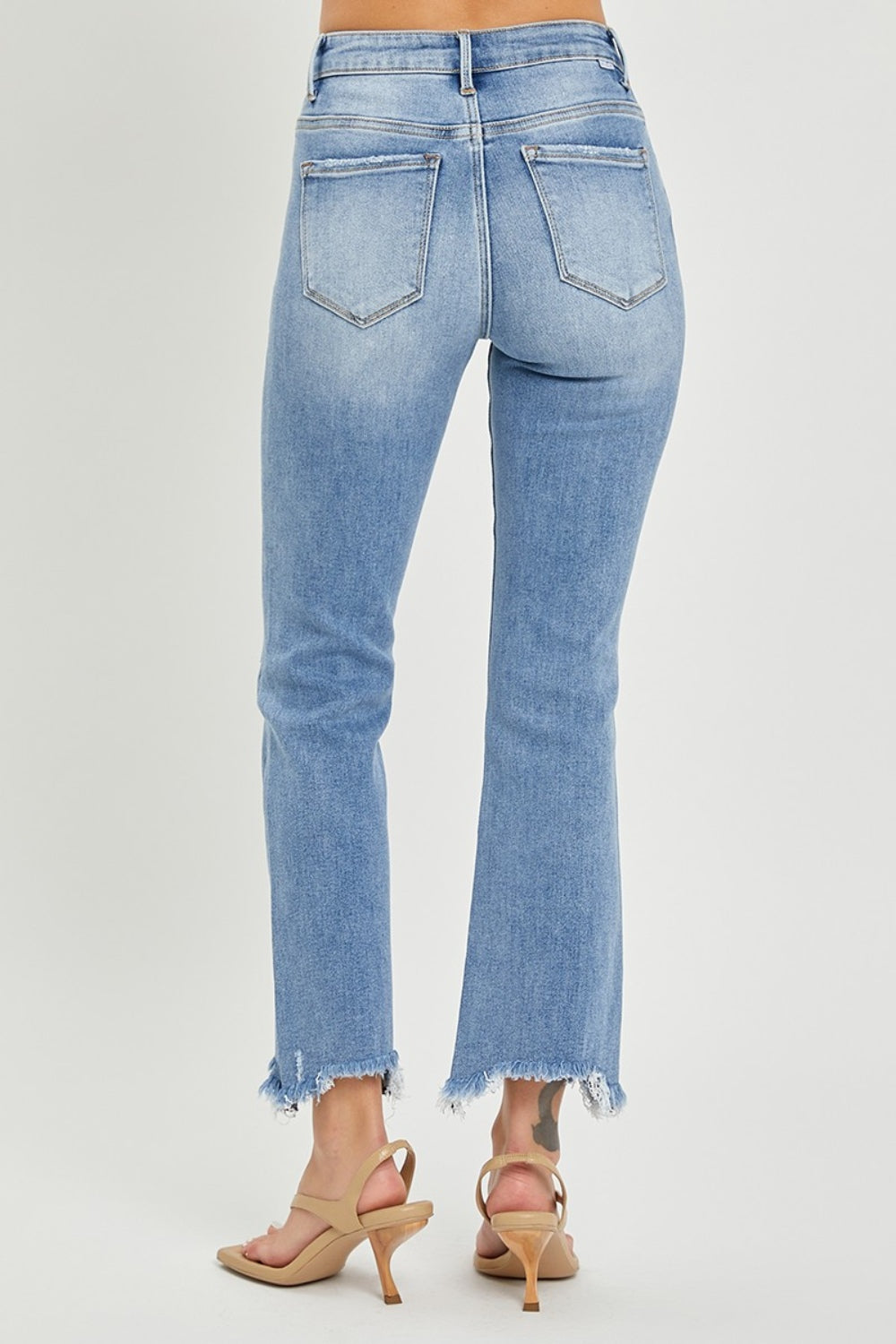 RISEN Becky Frayed Hem Cropped Straight Jeans