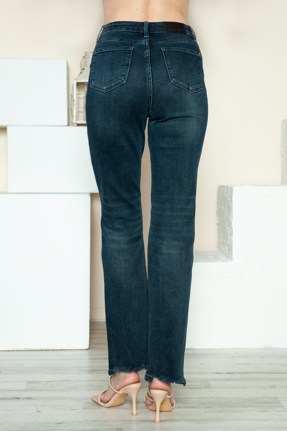 Judy Blue Ava Button Fly Hem Destroy Straight Jeans