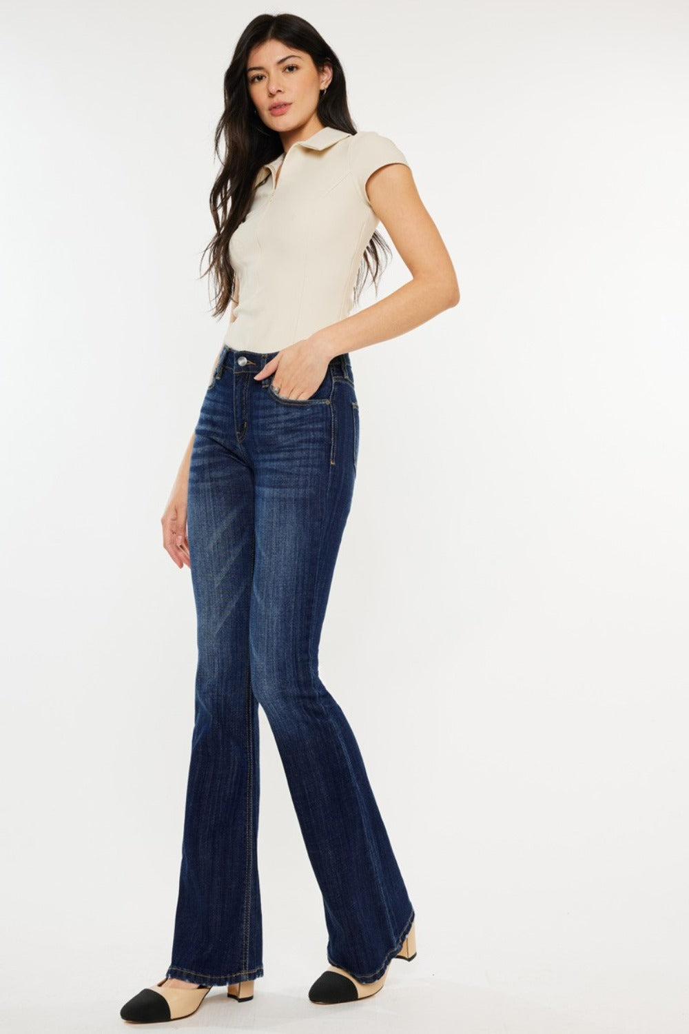 Kancan Amanda Mid Rise Slim Flare Jeans