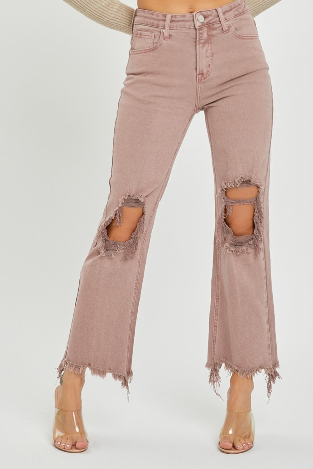 RISEN Camila Distressed Ankle Bootcut Jeans