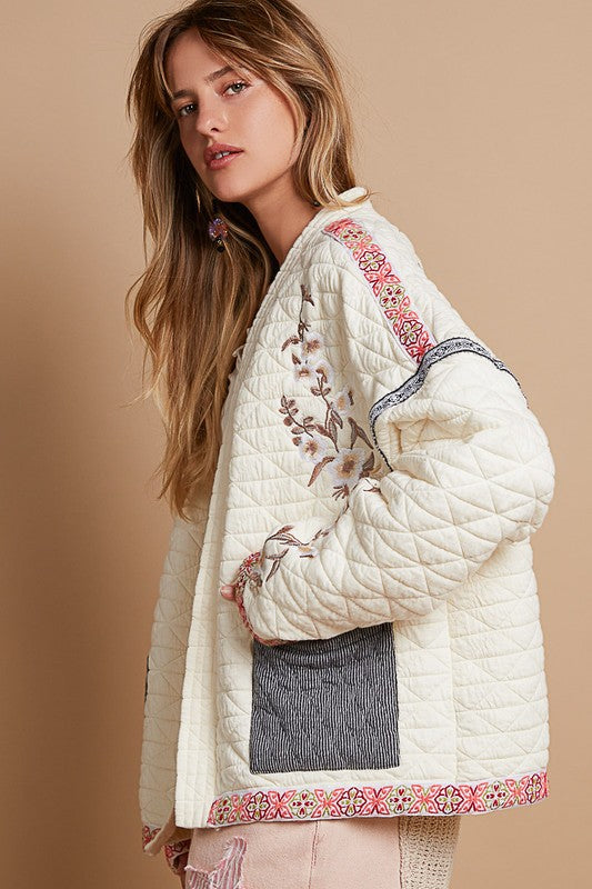 POL Embroidered Jacket In Cream