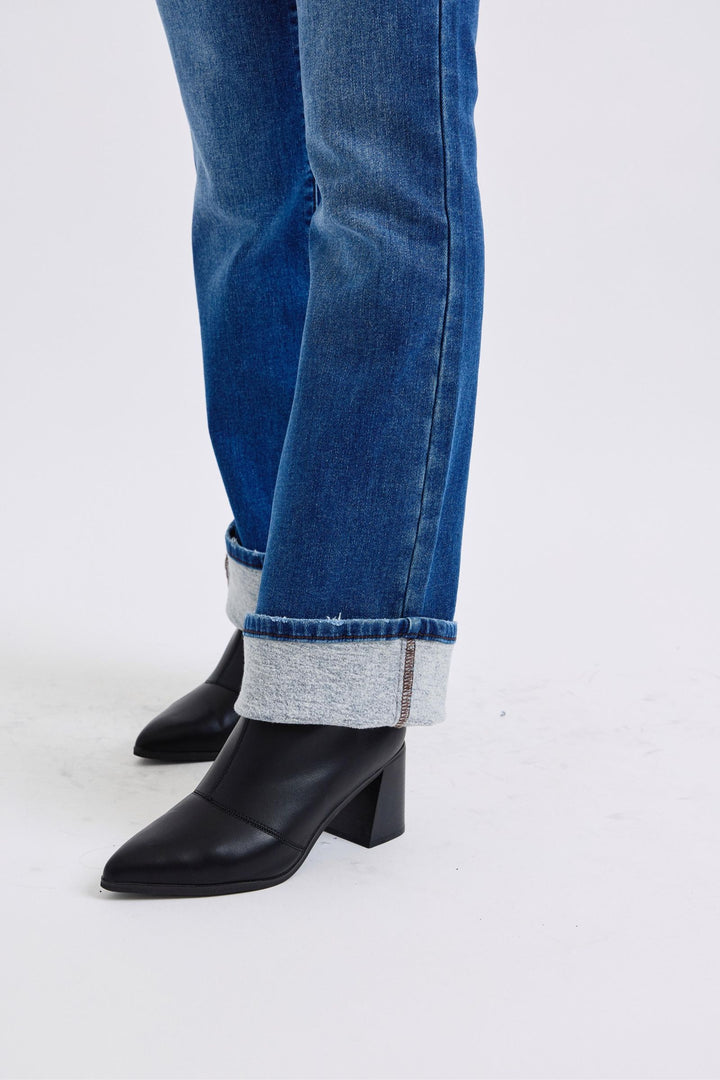 Judy Blue Run Mid-Rise Bootcut Jeans with Thermal Lining In Dark Wash