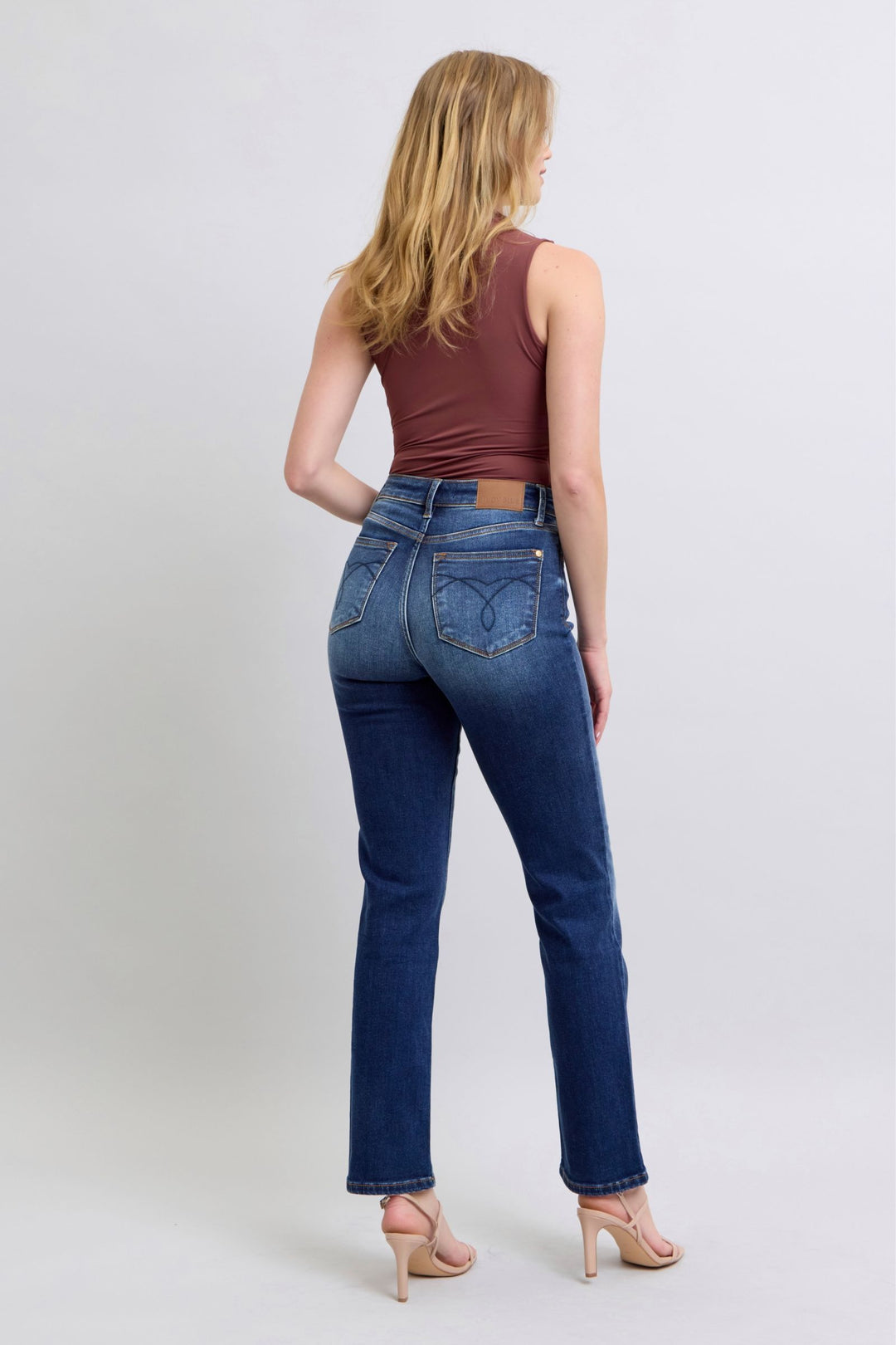 Judy Blue Washed Straight Leg Jeans In Dark Wash