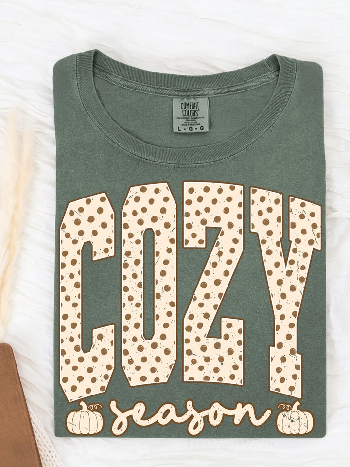 Retro Polka Dots Cozy Season Comfort Colors Graphic Tee