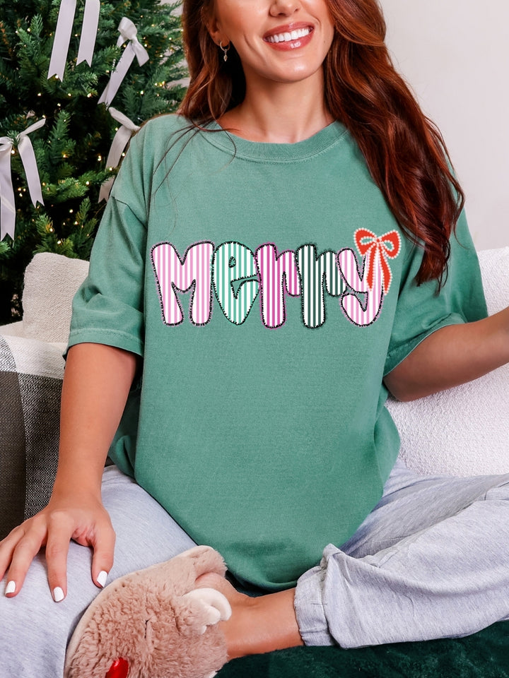Comfort Colors Preppy Coquette Merry T-Shirt