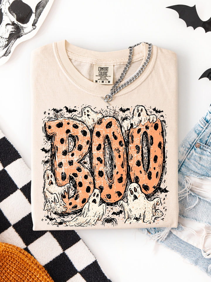 Retro Polka Dot Boo Comfort Colors Graphic Tee