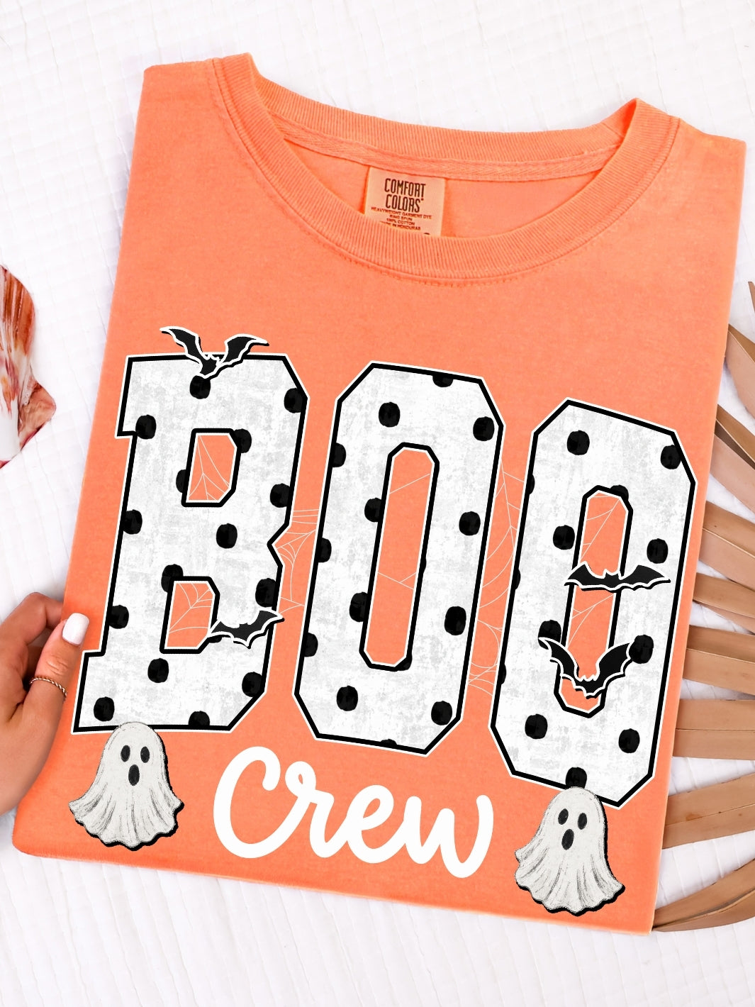 Retro Polka Dots Boo Crew Spooky Comfort Colors Graphic Tee