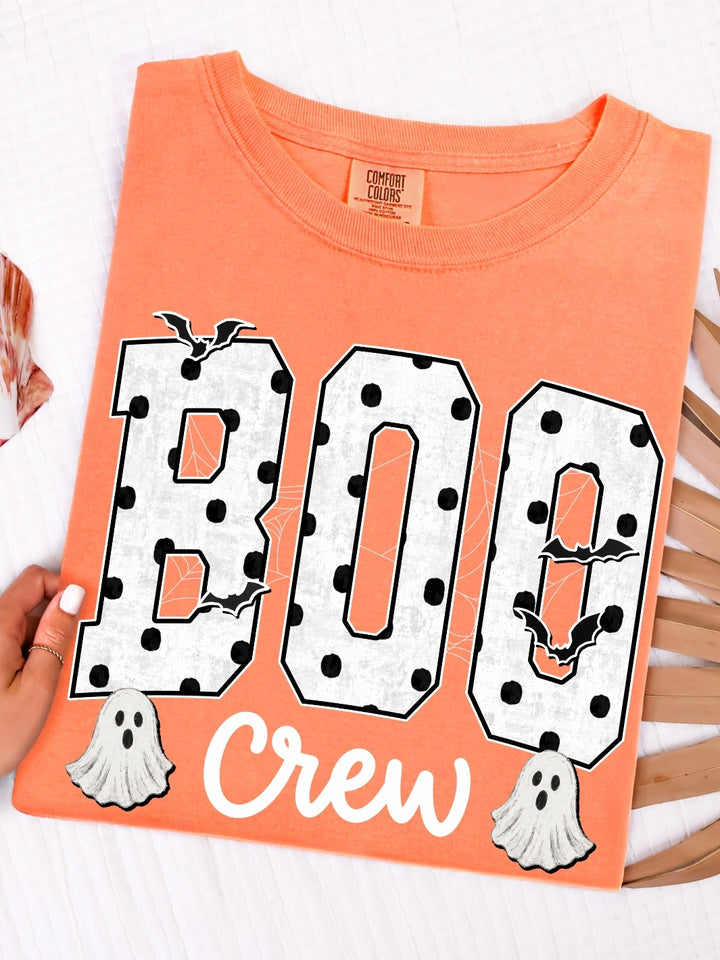 Retro Polka Dots Boo Crew Spooky Comfort Colors Graphic Tee