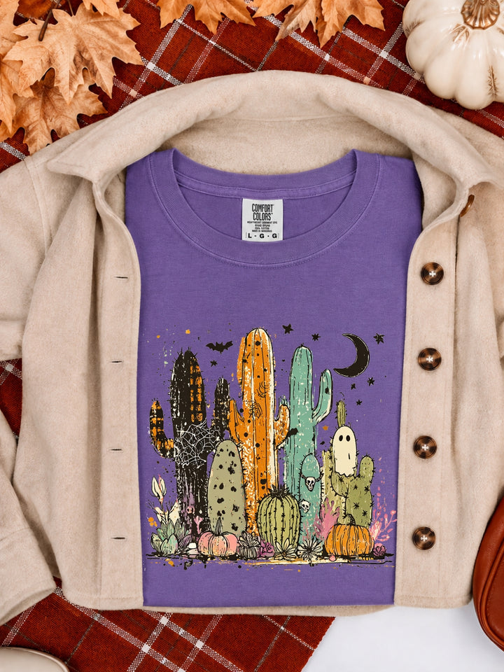 Retro Spooky Western Cactus Fall Graphic Comfort Colors Tee