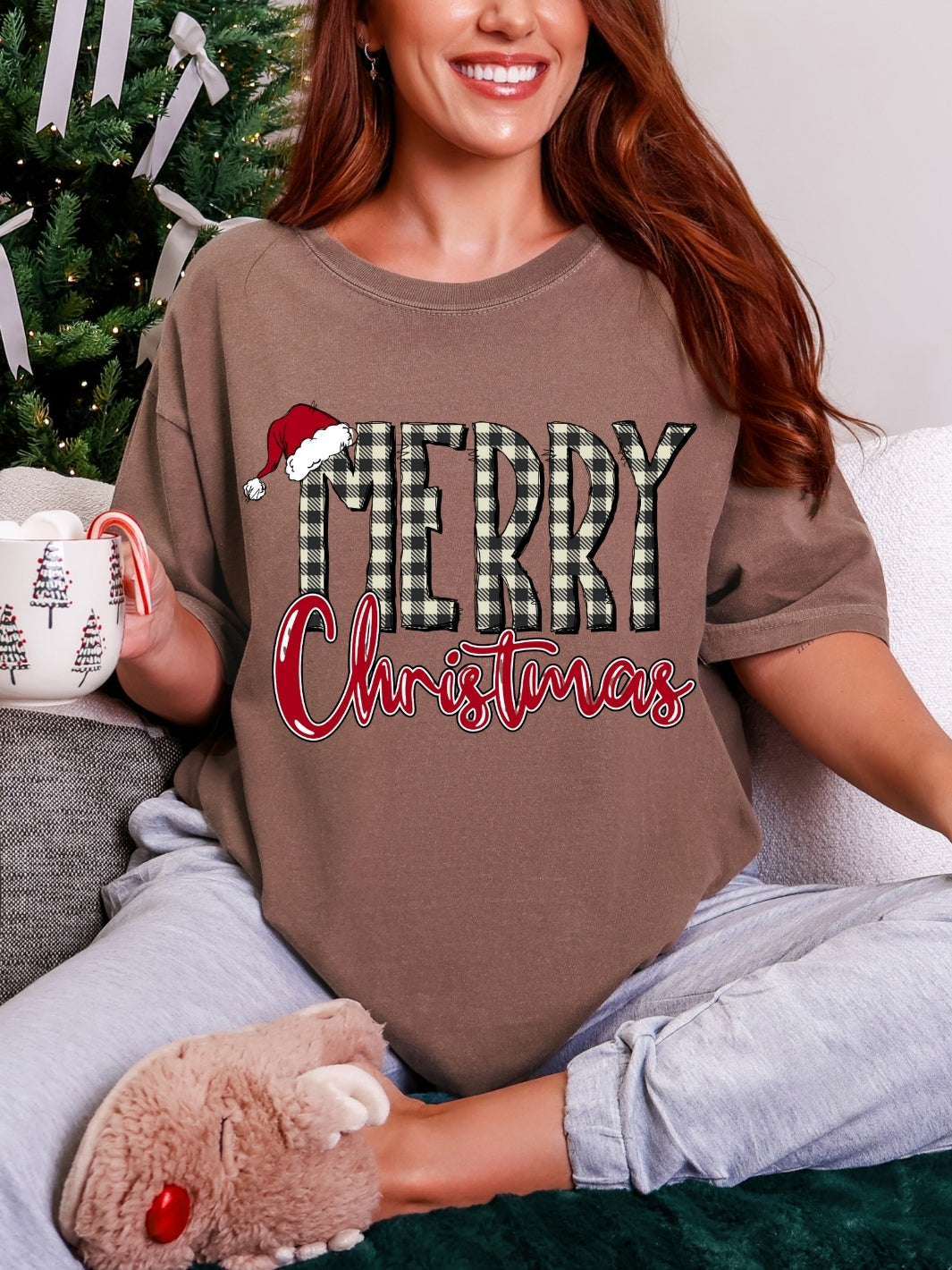 Comfort Colors Retro Plaid Merry Christmas T-Shirt