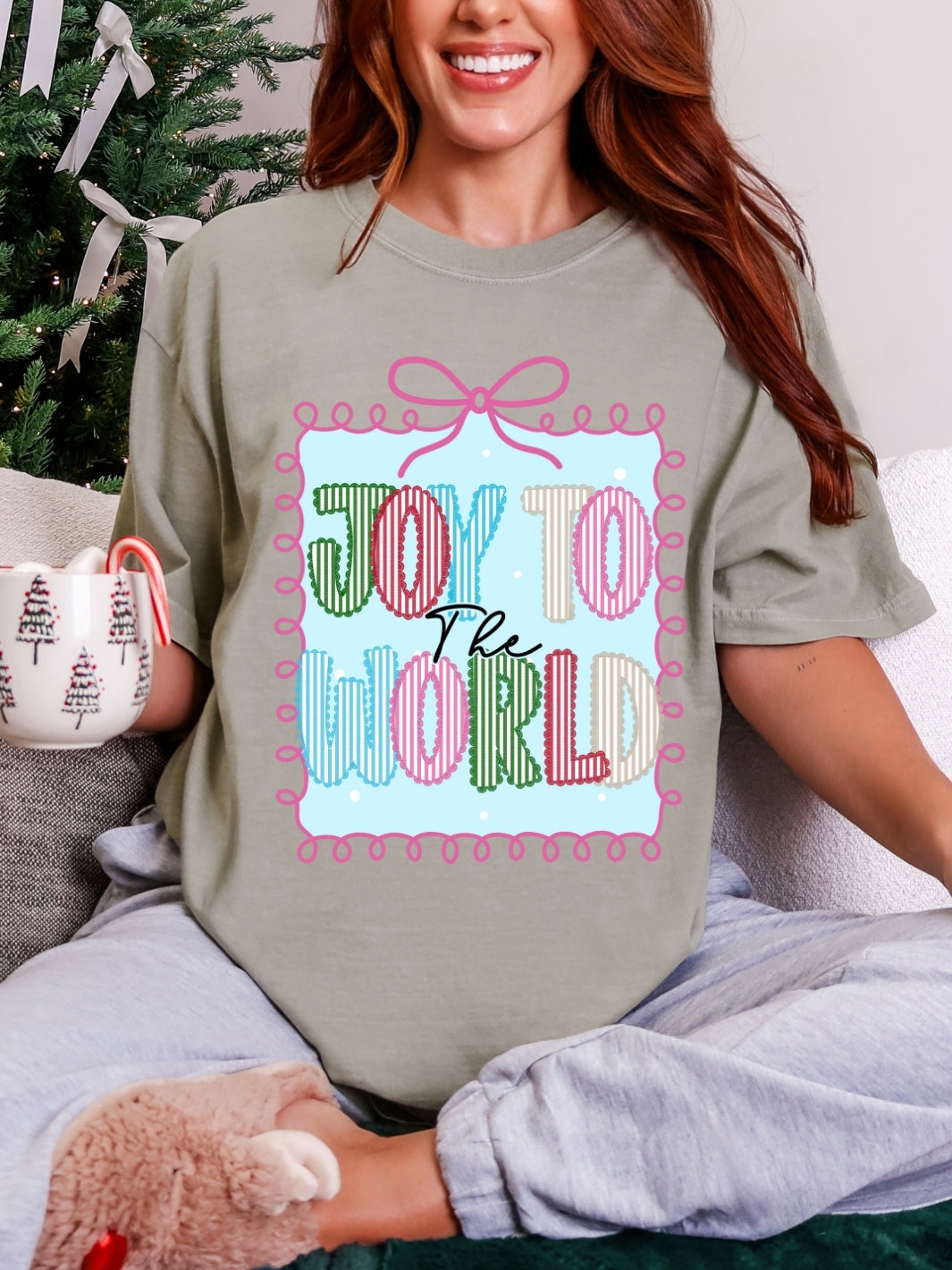 Comfort Colors Christmas Preppy Stripes Joy T-Shirt