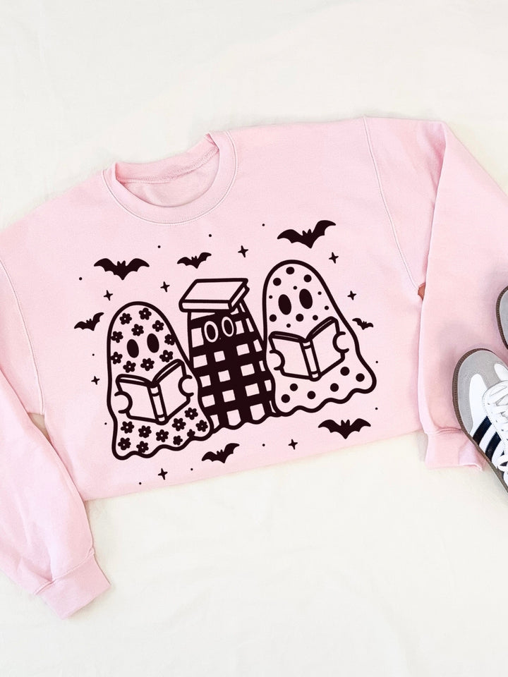 Retro Spooky Reading Graphic Crewneck Sweatshirt