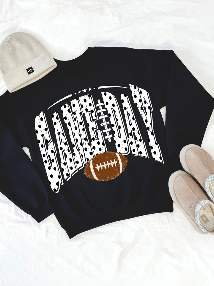 Retro Dots Game Day Graphic Crewneck Sweatshirt