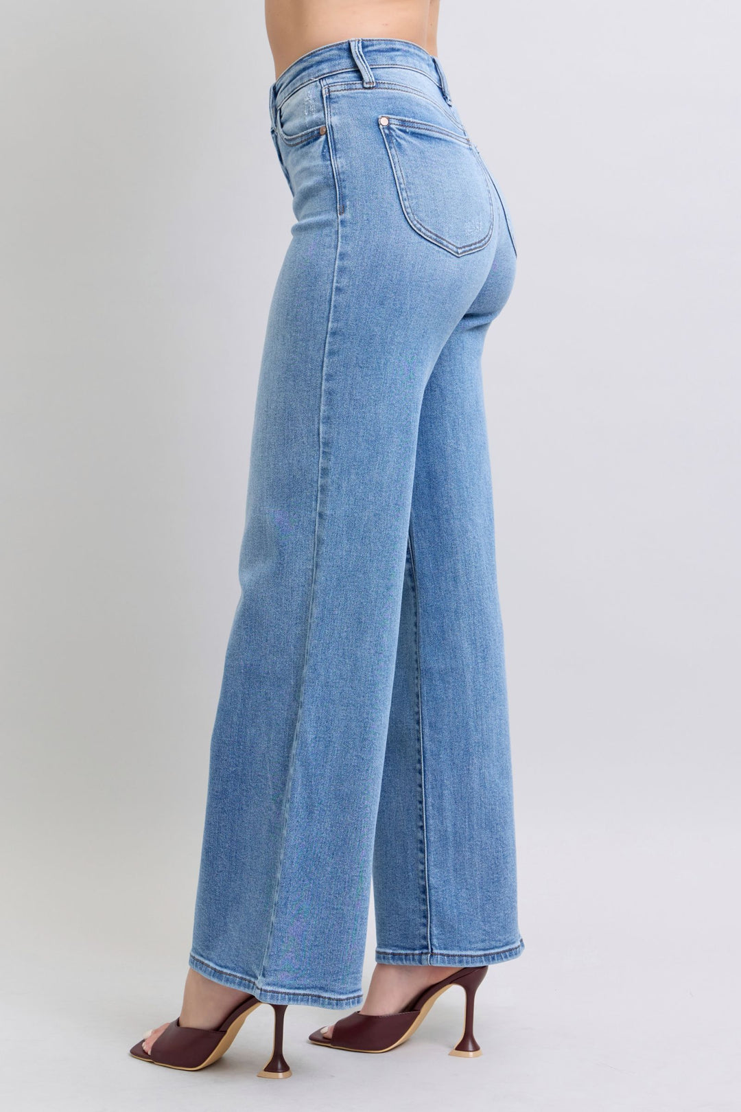 Judy Blue Howdy Wide Leg Jeans In Medium Wash