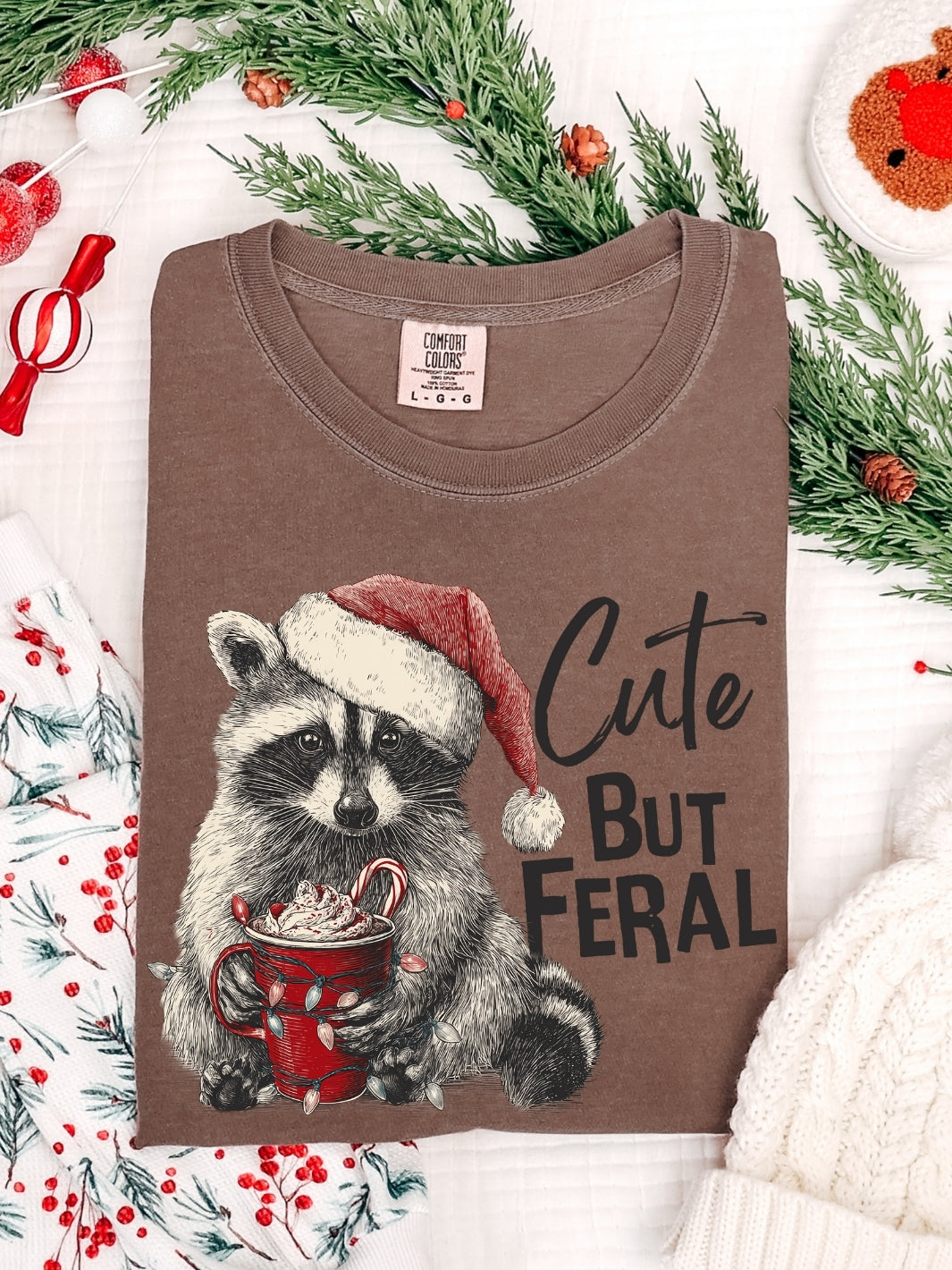 Comfort Colors Cute But Feral Christmas T-Shirt