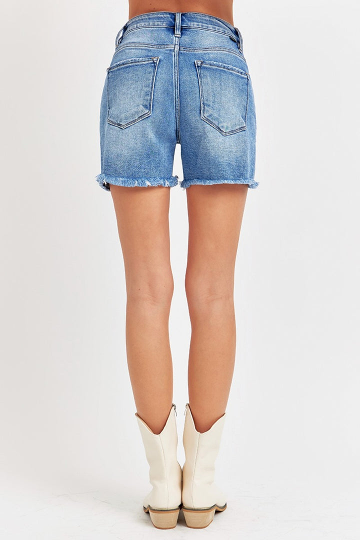 RISEN Urban Edge Front Slit Denim Shorts