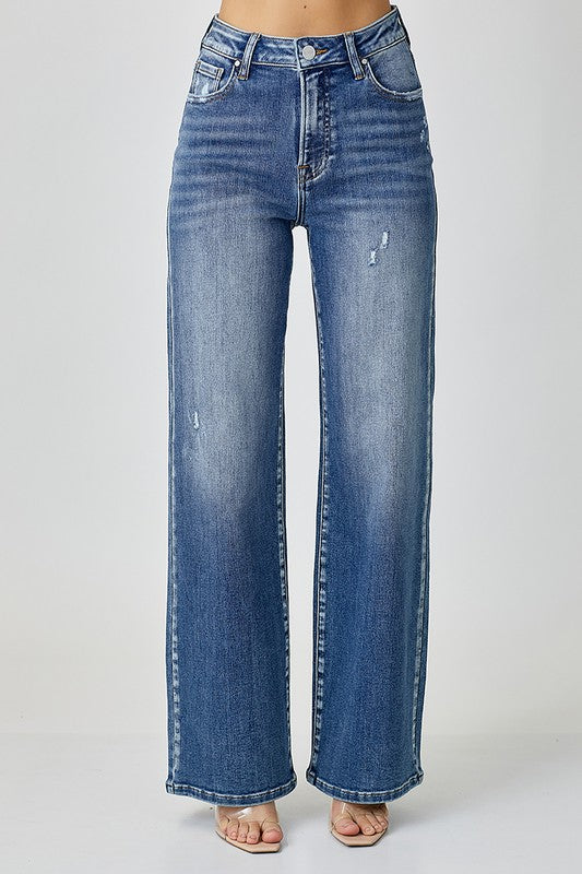 RISEN High Waist Jeans with Pockets In Medium Wash