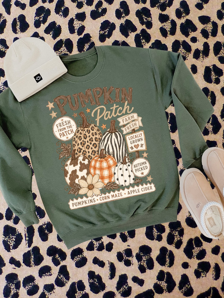 Retro Preppy Pumpkin Patch Graphic Crewneck Sweatshirt