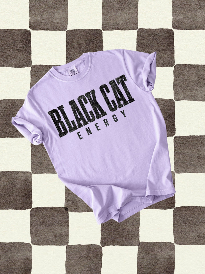 Retro Spooky Black Cat Energy Comfort Colors Graphic Tee