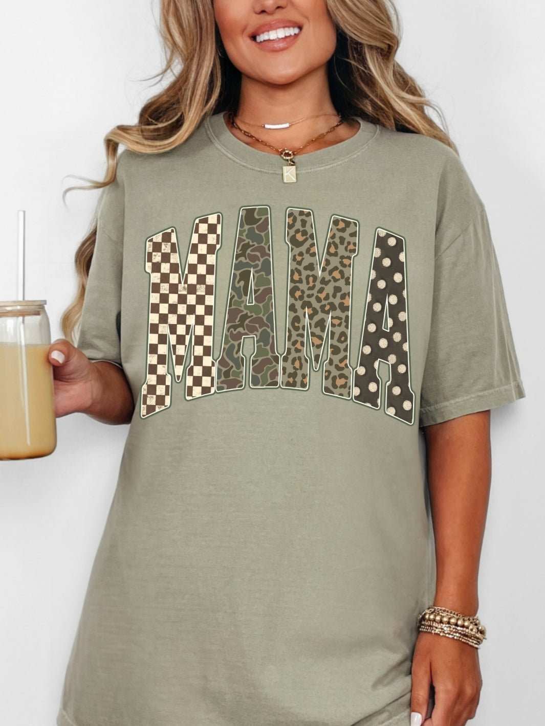 Retro Mama Checker Combo Comfort Colors Graphic Tee