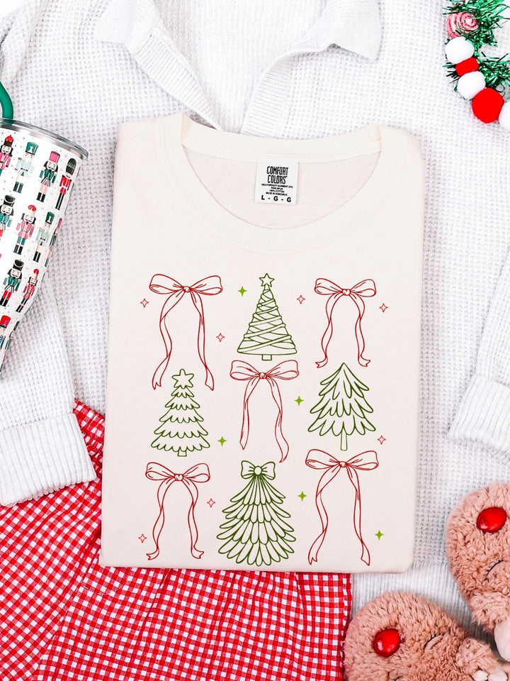 Comfort Colors Coquette Christmas Tree and Bows T-Shirt