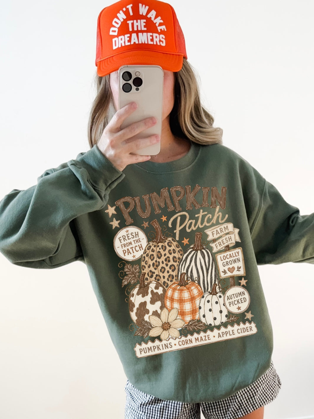 Retro Preppy Pumpkin Patch Graphic Crewneck Sweatshirt