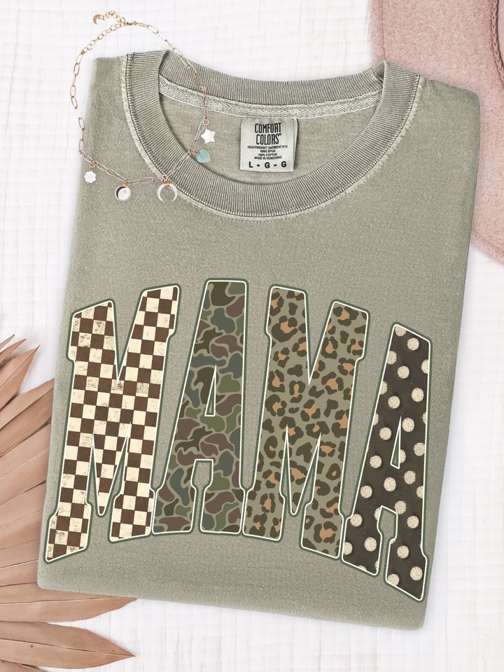 Retro Mama Checker Combo Comfort Colors Graphic Tee