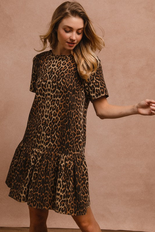 BiBi Tie Back Leopard Dress